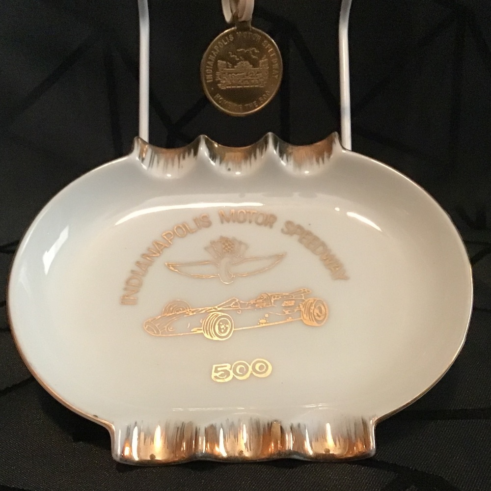 Vintage Indianapolis Motor 500 Speedway Ashtray 22K gold design Parksmith - Picture 1 of 10